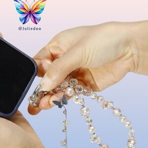 CellPhone Bracelet Silver & Pink Crystal Butterfly NWT